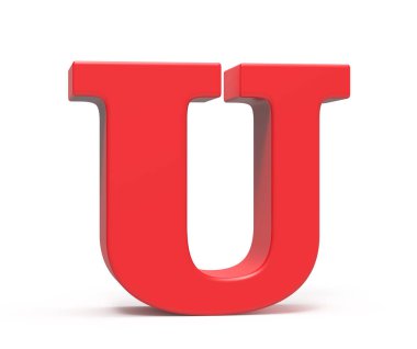 3D render kırmızı alfabe U