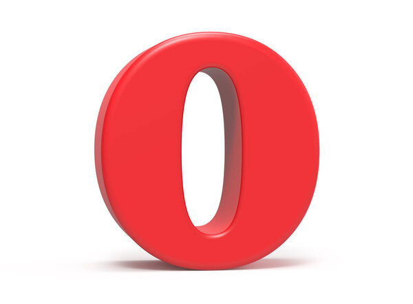 3D render red number 0