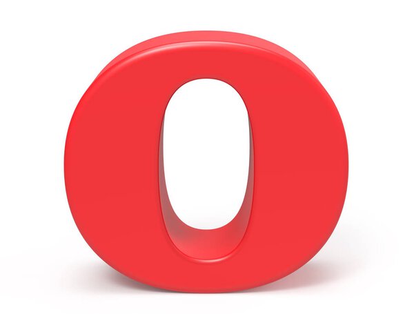 3D render red alphabet O