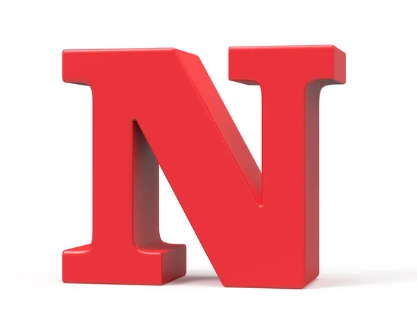 3D визуализация красного алфавита N — стоковое фото