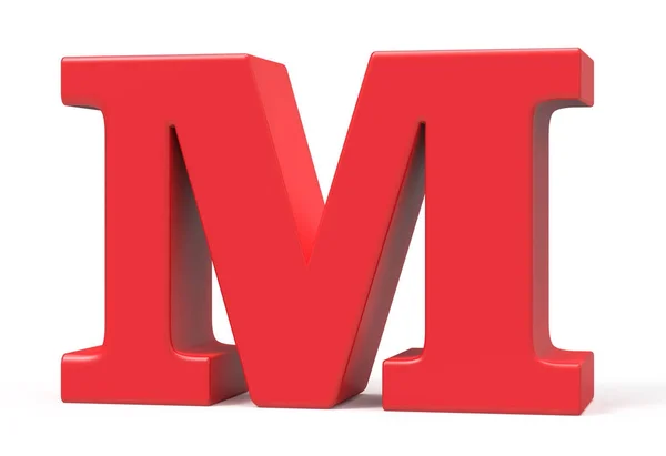 3D render alfabet merah M — Stok Foto