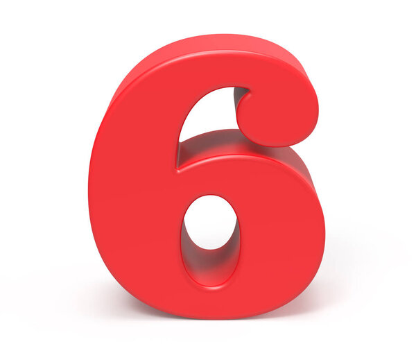 3D рендеринг красный номер 6
