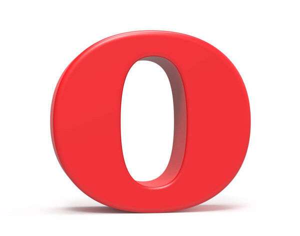 3D render red alphabet O
