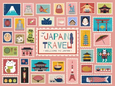 Japonya seyahat kavramı damgası
