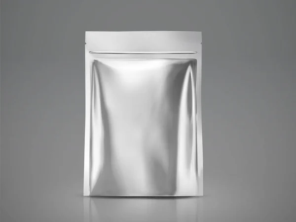 Maqueta de bolsa de papel de aluminio en blanco — Vector de stock
