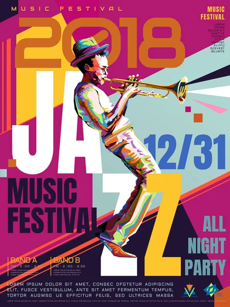 Jazz semua poster malam - Stok Vektor