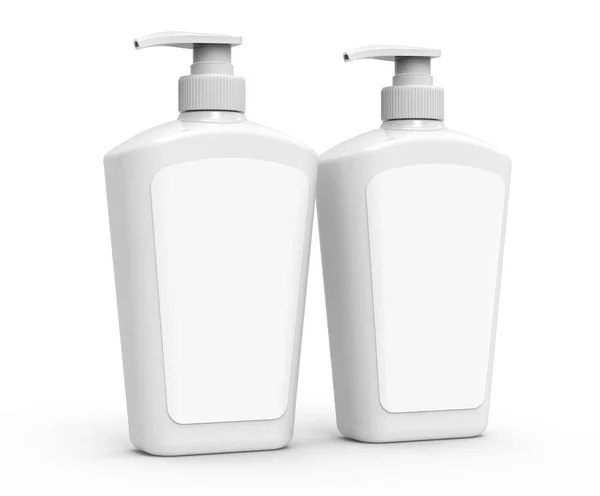 Pumpspender Flaschen Attrappe Weiße Plastikflasche Rendering Körperwäsche Oder Hygieneprodukte Mit — Stockfoto