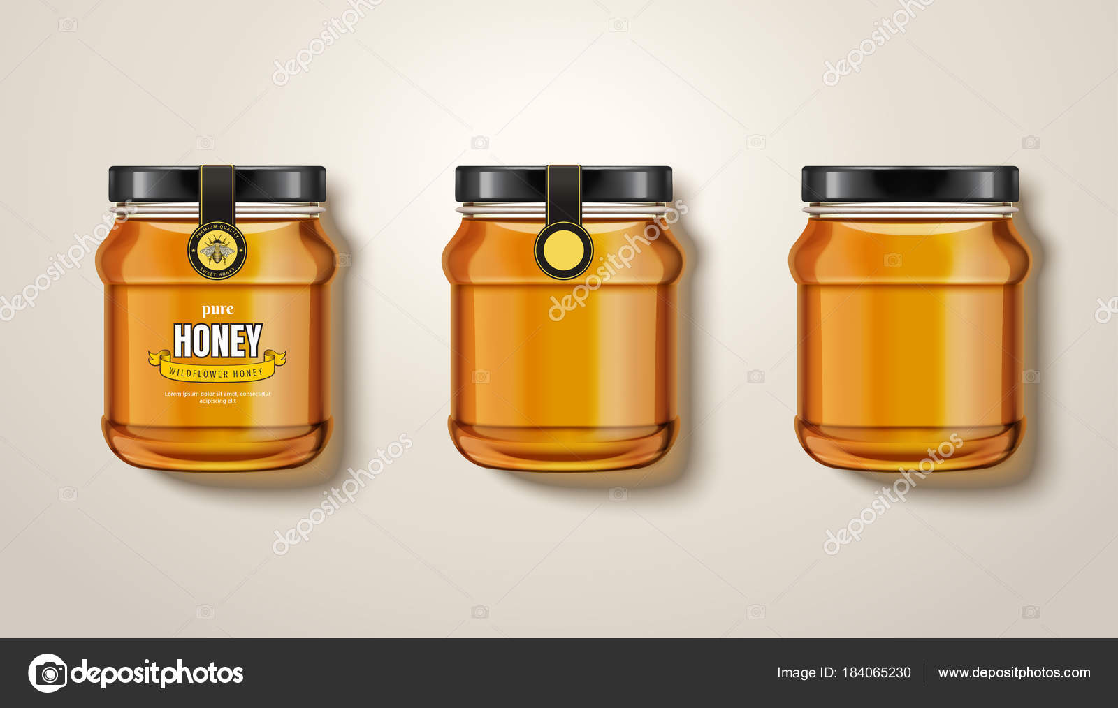 Download Pure Honey Jar Mockup Vector Image By C Kchungtw Vector Stock 184065230
