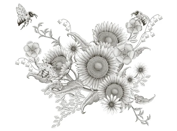 Ретро елегантний квітковий дизайн — стоковий вектор