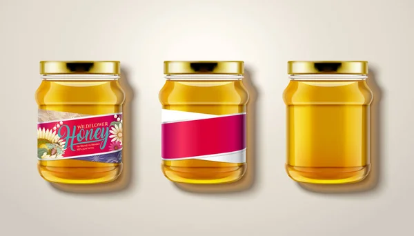 Αγνό μέλι βάζο κοροϊδεύω — Διανυσματικό Αρχείο