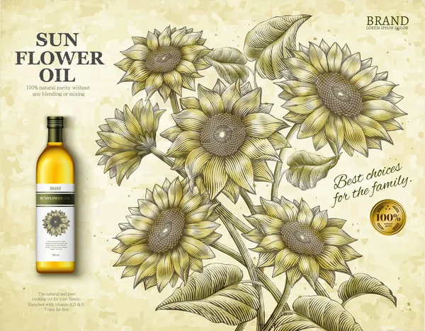 Anuncios de aceite de girasol — Vector de stock