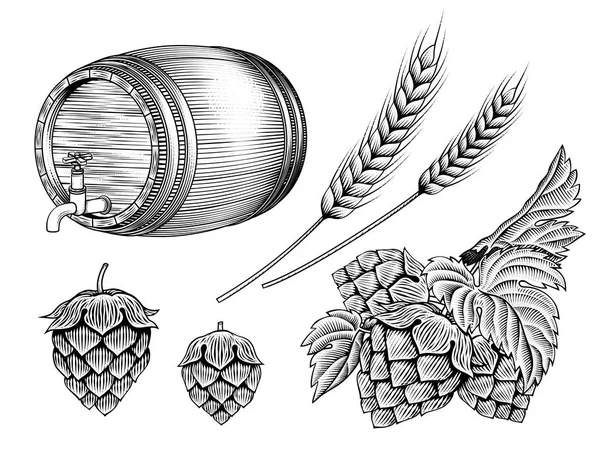 Bier ingrediënten set — Stockvector