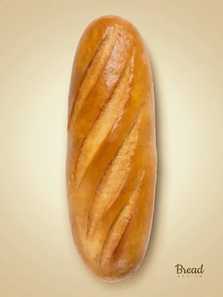 Reális francia kenyér — Stock Vector