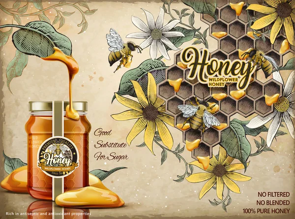 Natural honey ads Royalty Free Stock Illustrations