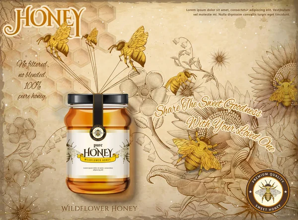 Wildflower honey ads Stock Illustration