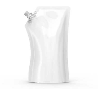 Deterjan dolum paketi, 3d render stand-up ince çanta çanta mockup kapaklı