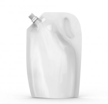 Deterjan dolum paketi, 3d render stand-up çanta çanta mockup kapaklı