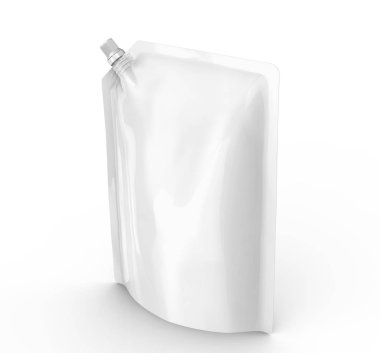 Deterjan dolum paketi, 3d render stand-up çanta çanta mockup kapaklı