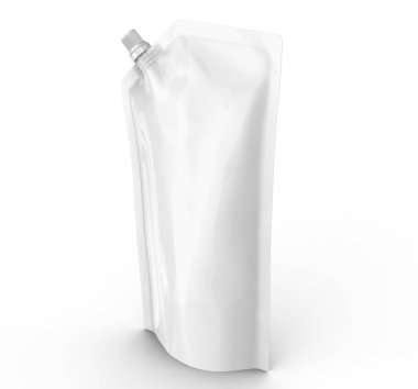 Deterjan dolum paketi, 3d render uzun boylu stand-up çanta çanta mockup kapaklı