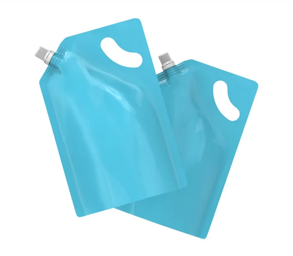 Reinigungsmittel Nachfüllpackung Render Hellblau Stand Pouch Bag Attrappe Set Mit — Stockfoto
