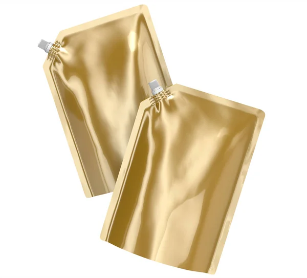 Rengöringsmedel Refill Paket Render Champagne Guld Stand Pouch Väska Mockup — Stockfoto