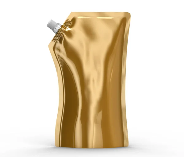 Reinigungsmittel Nachfüllpackung Render Champagner Gold Stand Beutel Attrappe Mit Kappe — Stockfoto