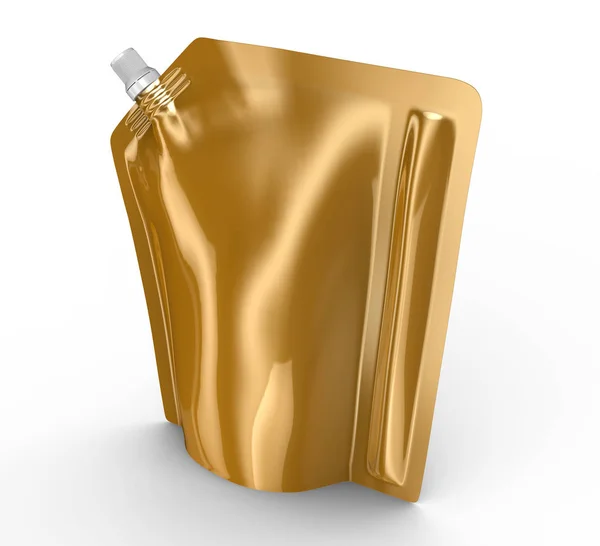 Wasmiddel Refill Pakket Render Champagne Gouden Stand Zak Tas Mockup — Stockfoto