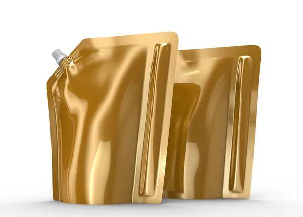 Reinigungsmittel Nachfüllpackung Render Champagner Gold Stand Pouch Bag Attrappe Set — Stockfoto