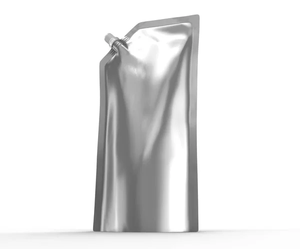 Reinigungsmittel Nachfüllpackung Render Silber Stand Pouch Bag Attrappe Mit Kappe — Stockfoto