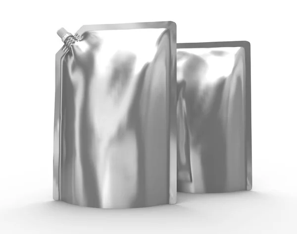Reinigungsmittel Nachfüllpackung Render Silver Stand Pouch Bag Mockup Set Cap — Stockfoto