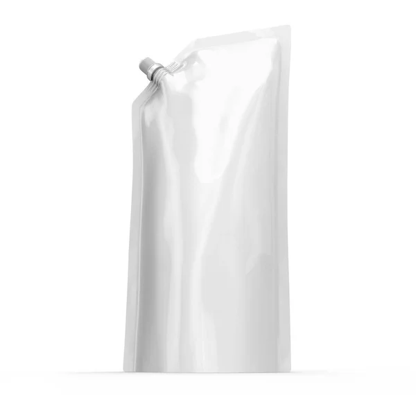 Detergentu Uzupełniający Pakiet Render Wysokich Stojących Torebek Torba Makieta Pokrywką — Zdjęcie stockowe