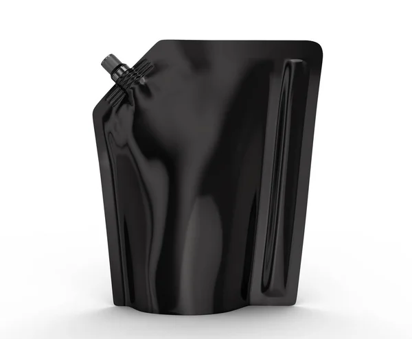 Reinigungsmittel Nachfüllpackung Render Black Stand Pouch Bag Mockup Cap — Stockfoto