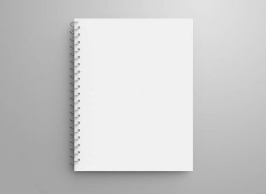 Boş not defteri mockup, 3d render spiral defter tasarım anlamları, en iyi görünüm için boş alan ile