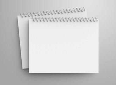Boş not defteri mockup, tasarım anlamları, en iyi görünüm için boş alan ile 3d render spiral defter ayarla