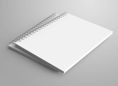 Tasarım kullanımlar için yükseltilmiş görünümü boş not defteri mockup, 3d render spiral defter ile boş alanı ayarla