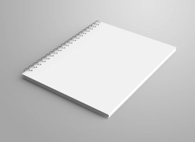 Boş not defteri mockup, 3d render spiral defter ile tasarımı için boş alanı kullanır, yükseltilmiş görünümü