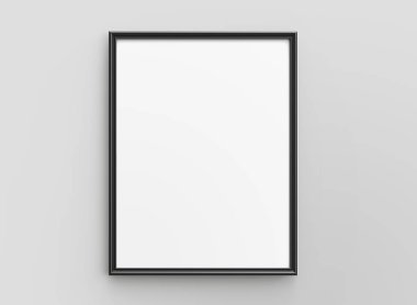 Siyah çerçeve, dekoratif kullanımlar için boş alan ile 3d render ince çerçeve