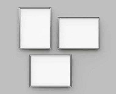 Gri resim çerçeve, 3d render ince koleksiyonu ile Dekoratif kullanımlar için boş yer