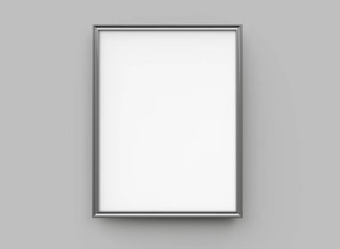 Gri çerçeve, Dekoratif kullanımlar için boş alan ile 3d render ince çerçeve