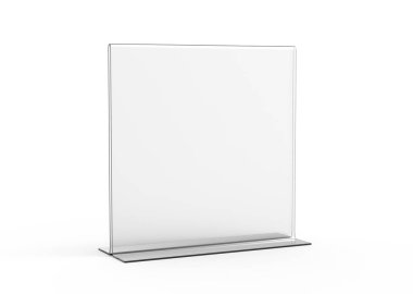 Akrilik stand mockup, 3d render şeffaf masa standı Restoran Menü veya ürün sayfaları için kullanır
