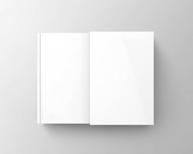 Karton kutu kapaklı kitap, kitap ve 3d durumda üstten görünüm oluşturma