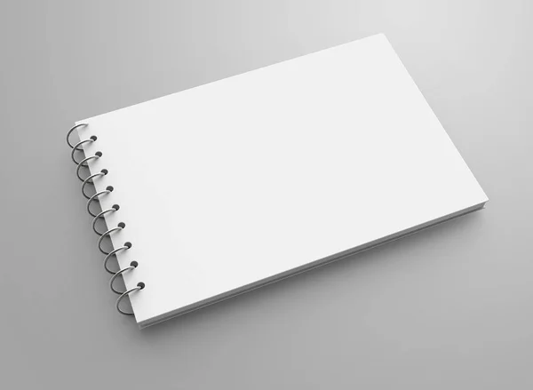 空白记事本样机 渲染螺旋笔记本 用于设计使用的空白空间 提升视图 — 图库照片