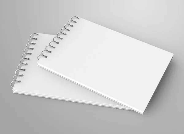 Lege Kladblok Mockup Render Spiraal Notebooks Set Met Lege Ruimte — Stockfoto