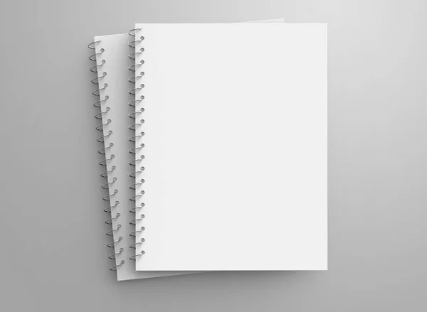 Lege Kladblok Mockup Render Spiraal Notebooks Instellen Met Lege Ruimte — Stockfoto