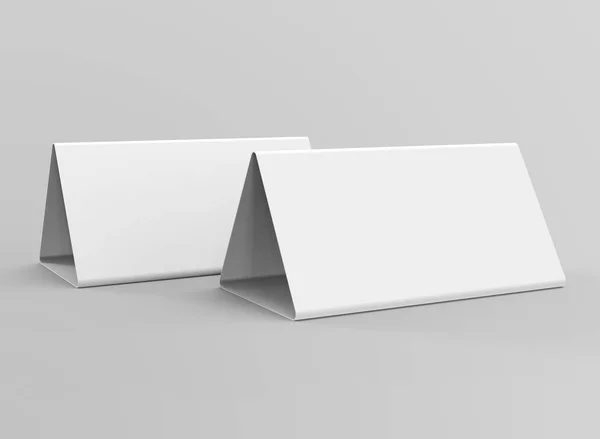 Leere Tischzelt Render Tischkarten Set Attrappe Für Design Anwendungen Dreieckige — Stockfoto