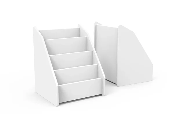 Support Table Carton Set Support Blanc Rendu Pour Brochures Feuilles — Photo