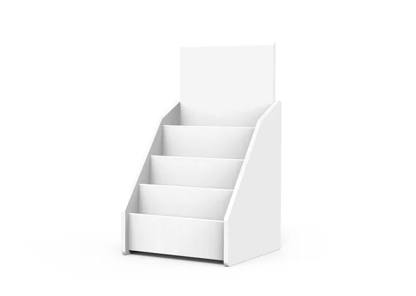 Suporte Mesa Papelão Render Suporte Branco Para Brochura Folhas — Fotografia de Stock