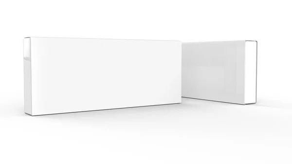 Blankt Papper Låda Render Rektangel Gåva Mockup Samlingsbox — Stockfoto