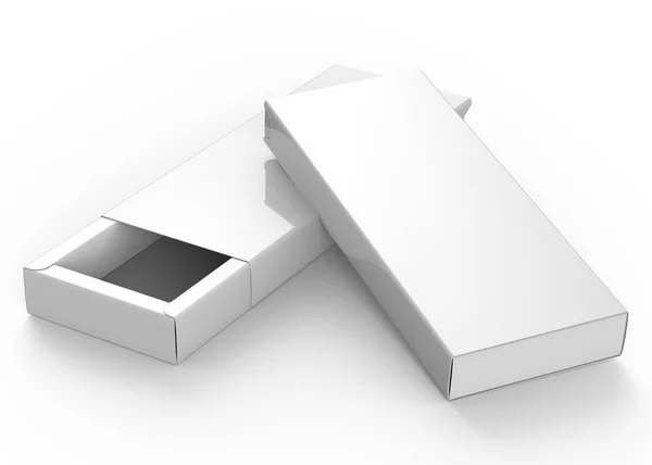 Caixa Papel Branco Renderizar Caixa Presente Retângulo Conjunto Mockup — Fotografia de Stock