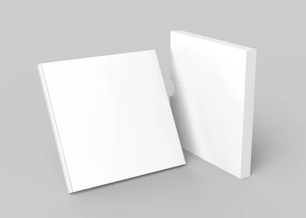 Livro Branco Com Tampa Caixa Papelão Stand Book Caso Renderização — Fotografia de Stock